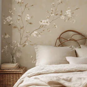 Calming Bedroom Interior with Floral Accents