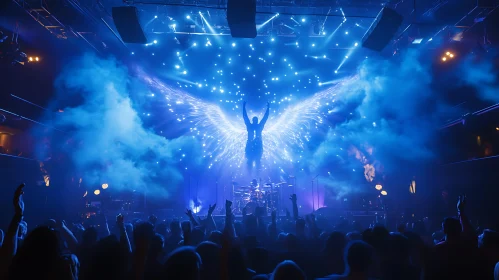 Blue Light Concert with Angel Wings