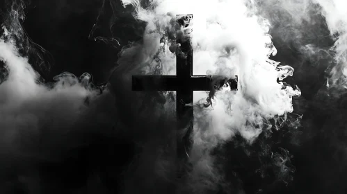 Cross in Smoke - Symbolic Art