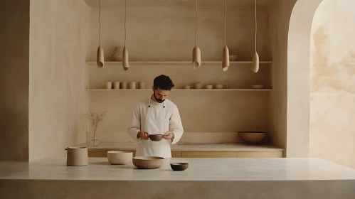 Chef in Beige Kitchen