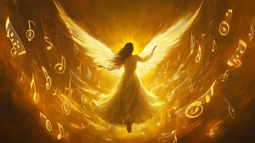 Ethereal Angel in a Symphony of Gold