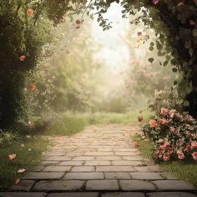 Rose-Lined Path in a Dreamy Garden