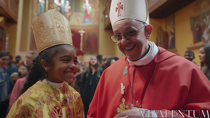 Touching Portrait of Girl and Cleric AI Image