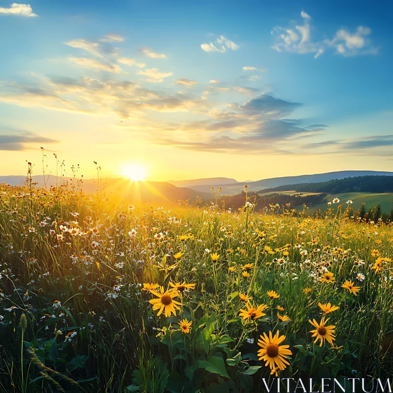 AI ART Sunlit Wildflower Meadow at Dawn