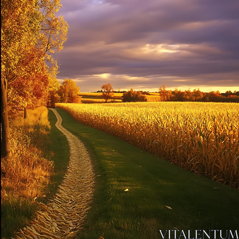 Autumn Cornfield Vista AI Image