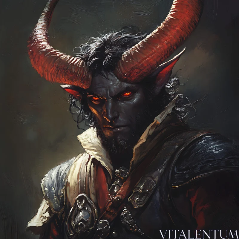 Horned Demon with Piercing Red Eyes AI Image