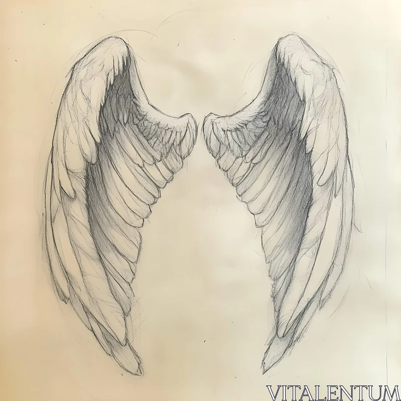 AI ART Angelic Wings in Graphite