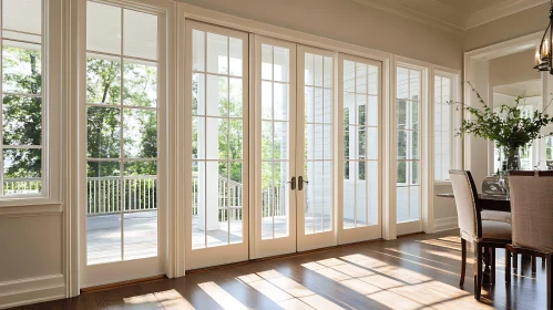 Bright Interior with Paneled Glass Doors