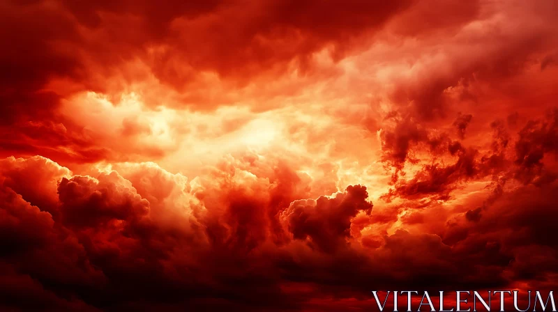 Dramatic Red Sky AI Image