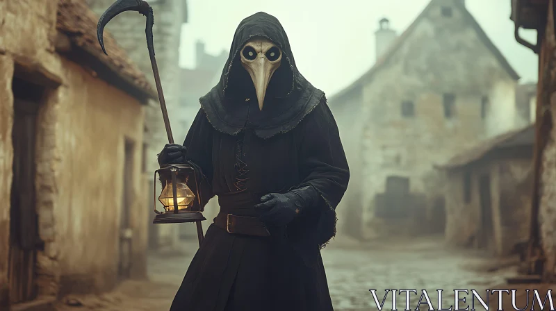 AI ART Mysterious Plague Doctor with Lantern