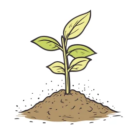 Green Sprout Rising from Earth