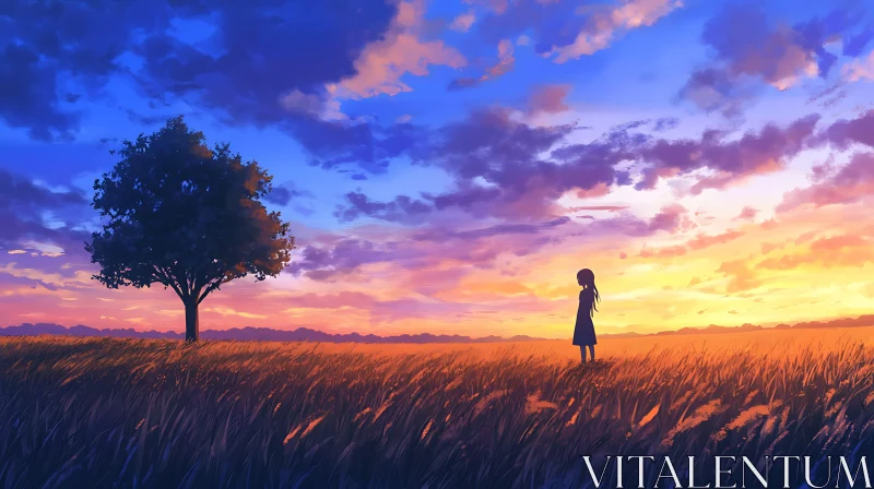 AI ART Sunset Field Anime Landscape