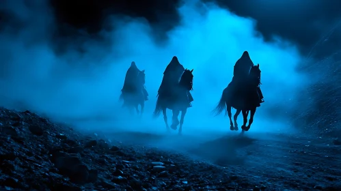 Cloaked Riders in Blue Mist