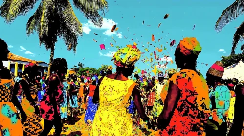 Colorful Celebration with Confetti Rain