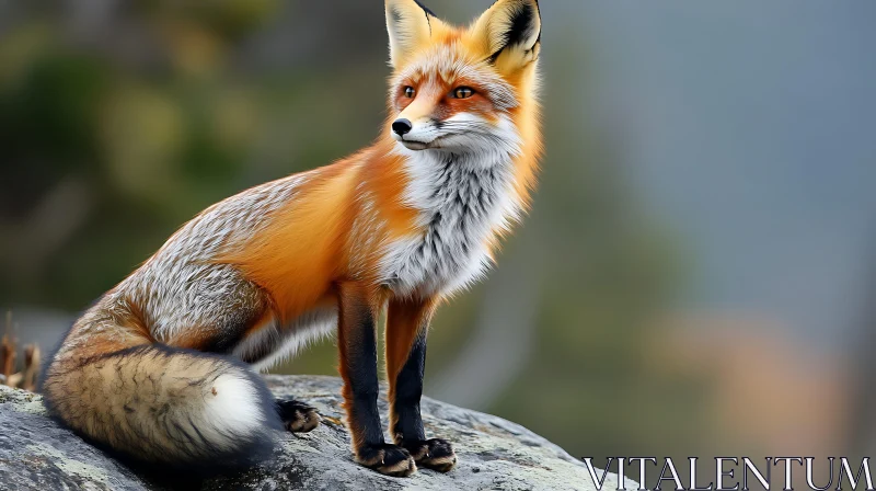 Alert Fox on Rocky Outcrop AI Image