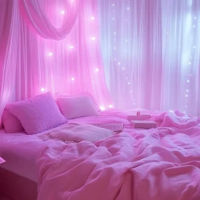 Cozy Bedroom with Pink Curtains