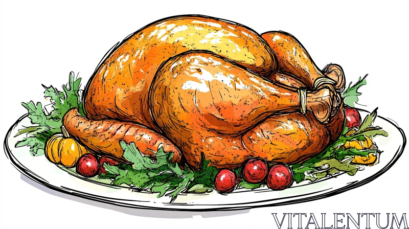 Holiday Turkey Dinner Still Life AI Image