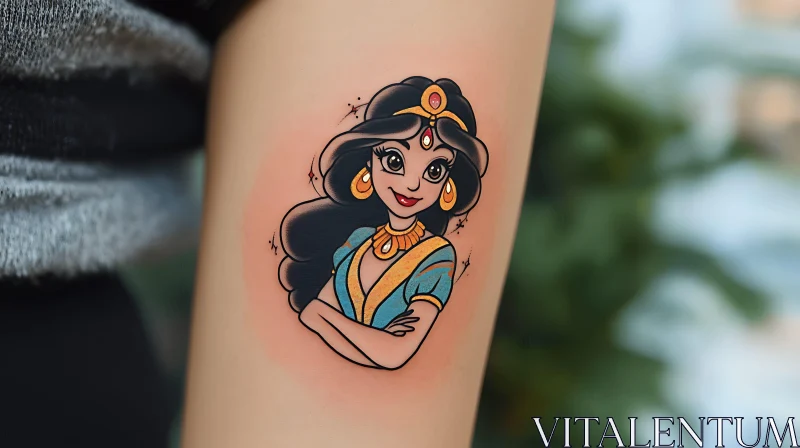 Colorful Animated Character Tattoo Design AI Image