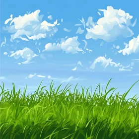 Green Grass and Cloudy Sky