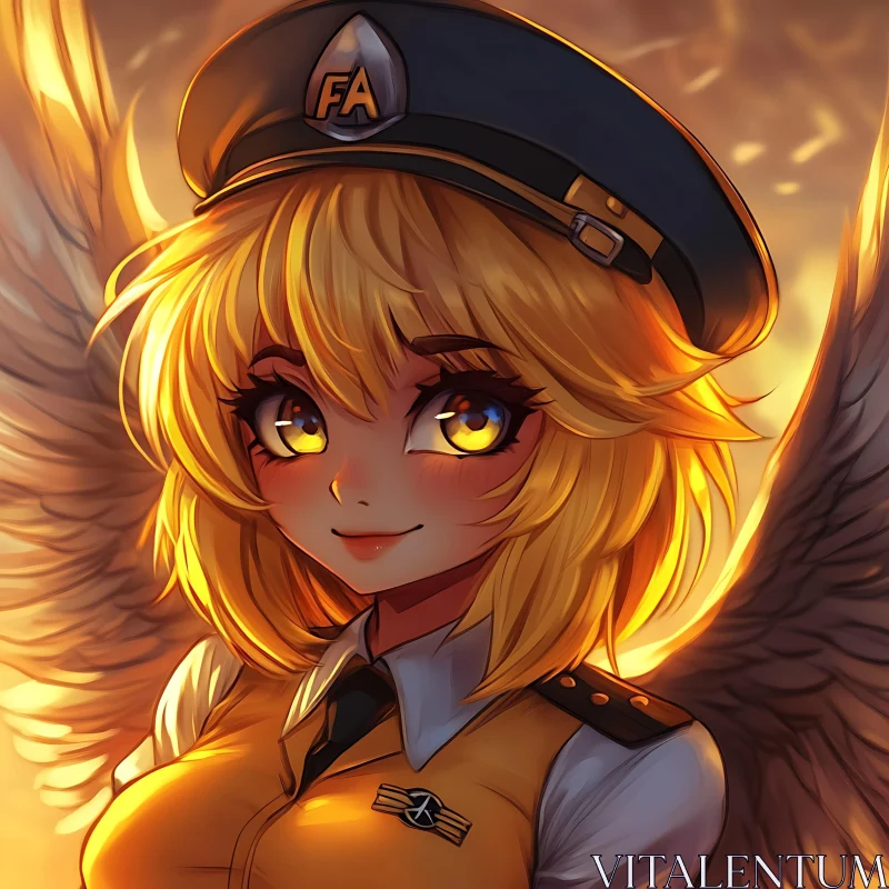 AI ART Golden Angel Pilot Anime Style