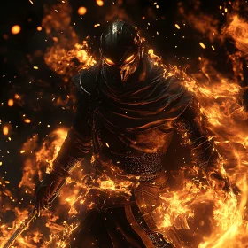 Burning Warrior in Dark Armor