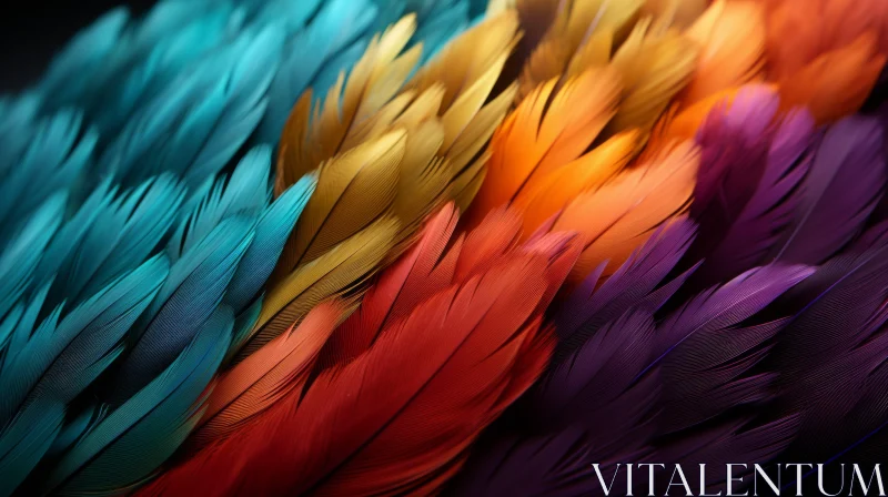 AI ART Abstract Colored Feathers Focus Stacking Composition