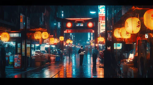 City Street in the Rain