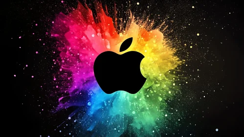 Apple Logo with Colorful Paint Splatter