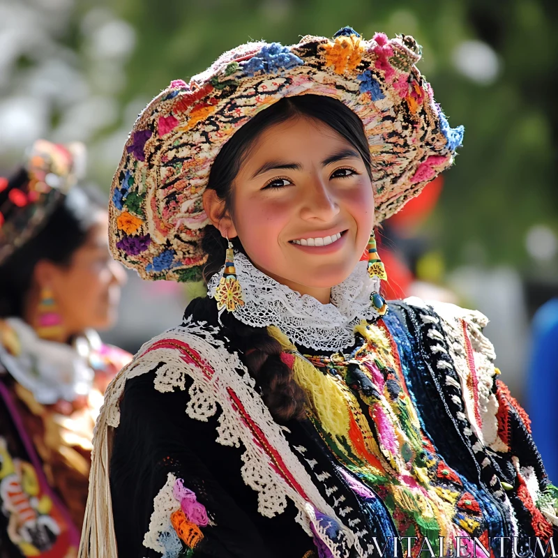 Colorful Andean Woman Portrait AI Image