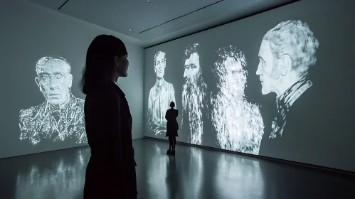 Captivating Digital Portrait Projections in Art Installation