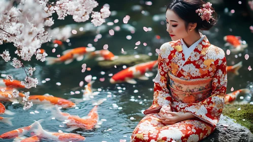 Japanese Garden Serenity with Koi Pond