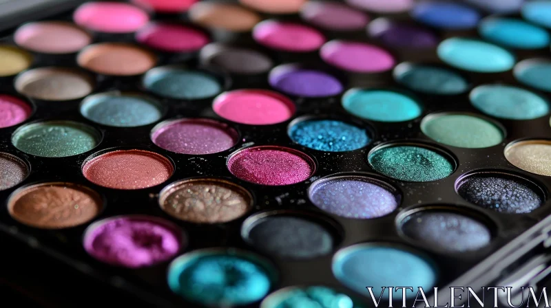 Close-Up of Colorful Eyeshadow Palette | Makeup Art AI Image