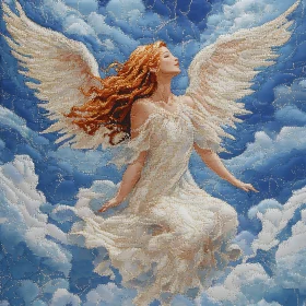 Angel with Wings in the Clouds