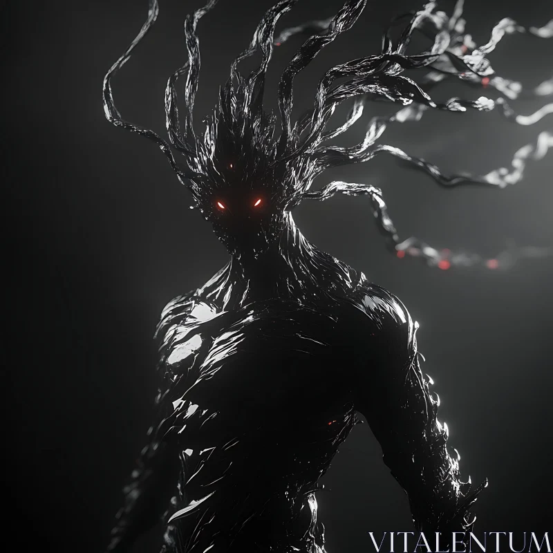 Shadow Creature with Red Eyes AI Image