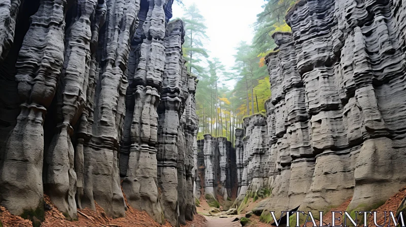 Enchanting Trail through a Narrow Gorge Surrounded by Rock Formations AI Image