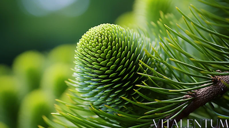 Exquisite Green Pine Cones on Tree Branch AI Image