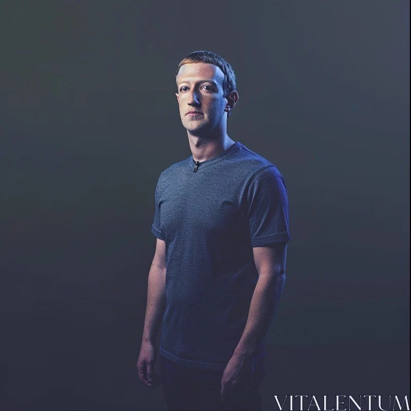 AI ART Mark Zuckerberg Portrait in Blue T-Shirt