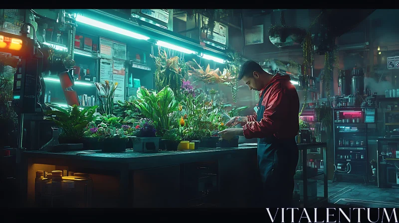 Urban Greenery: Florist at Work AI Image