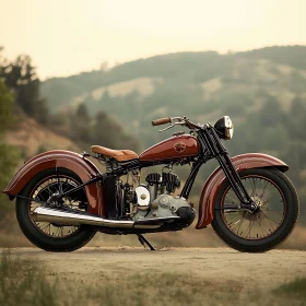 Classic Motorcycle on a Hill