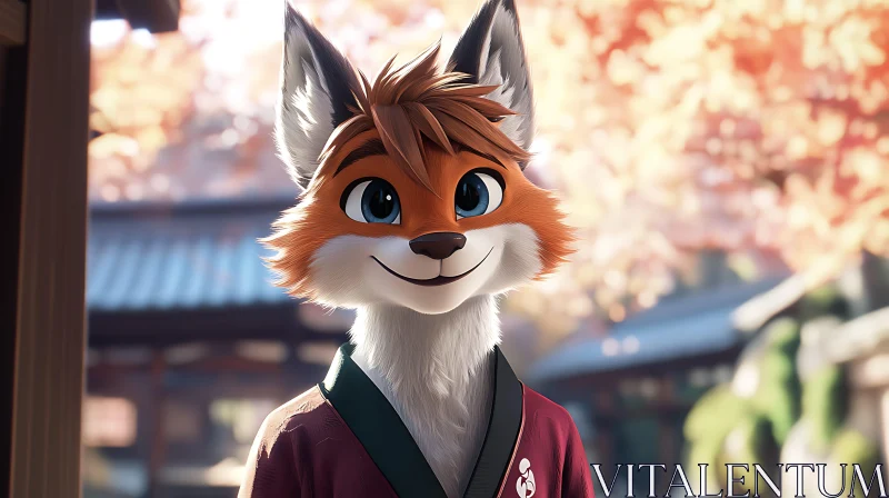 Charming Fox in Kimono AI Image