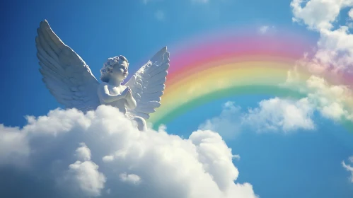 Heavenly Angel Statue with Rainbow