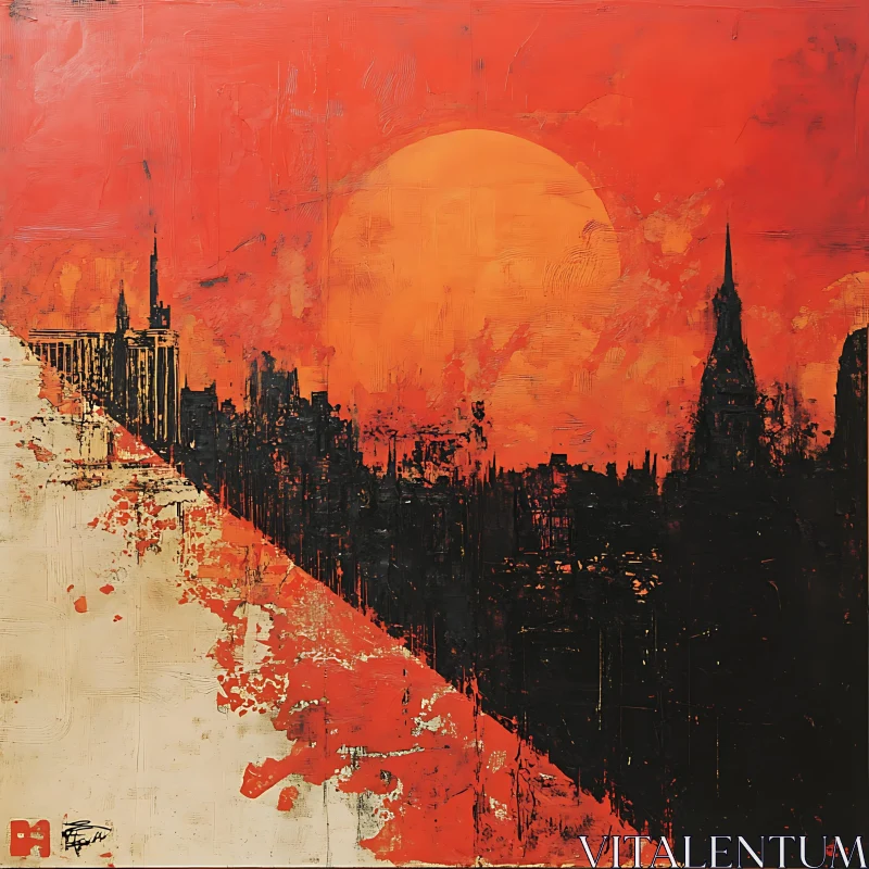 AI ART Urban Sunset Abstract Art