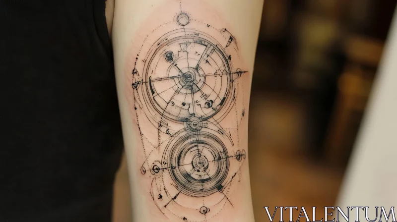 Intricate Black Ink Geometric Tattoo AI Image