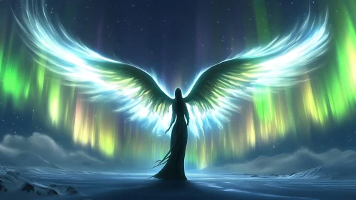 Guardian Angel Under Northern Lights