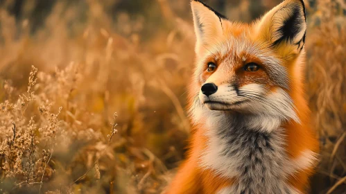 Red Fox in Golden Field