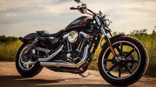 Black Motorcycle on Path