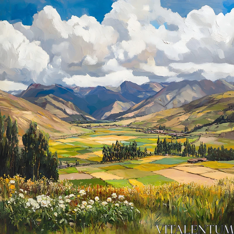 AI ART Scenic Mountain Valley Art