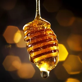 Close-Up of Dripping Golden Honey