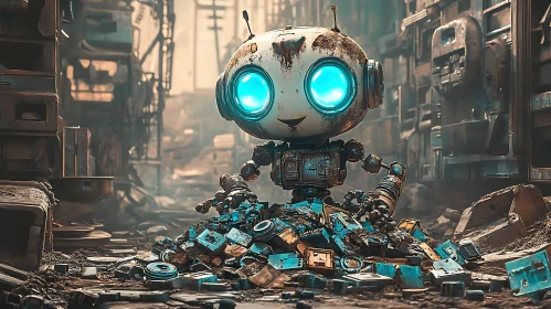 Rusted Robot on Metal Heap