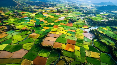 Patchwork Fields: Aerial View of Agricultural Landscape